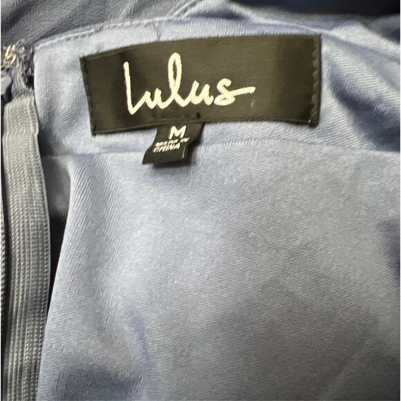 Lulus First Comes Love Denim Blue Backless Keyhole Cutout Maxi Dress Size M - Picture 7 of 11